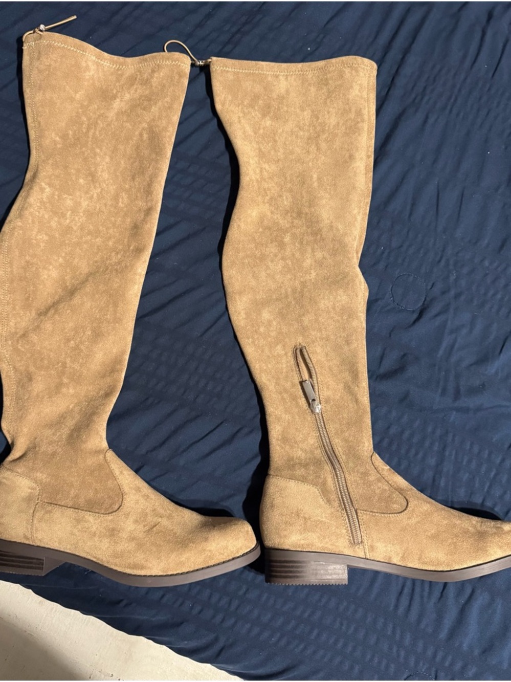 JustFab Over-the-Knee Suede Boots in Tan